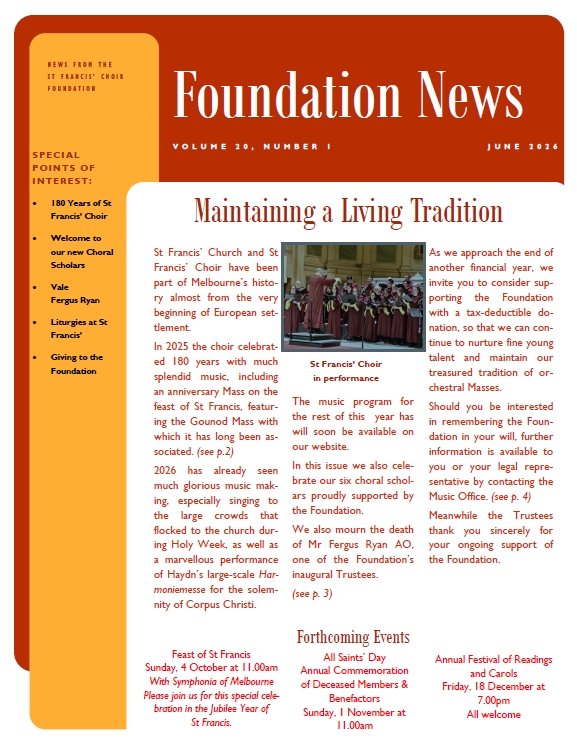 St Francis' Choir Foundation News June 2026